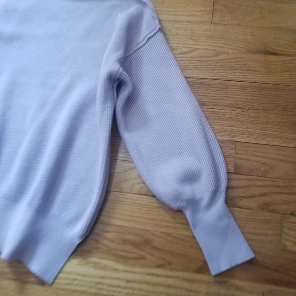 Womens Ribbed Gray Slouchy Relaxed Pullover Quarter Zip Sweater Med - Picture 5 of 11